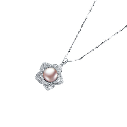 Camellia Sterling Silver with Gemstone Pendent