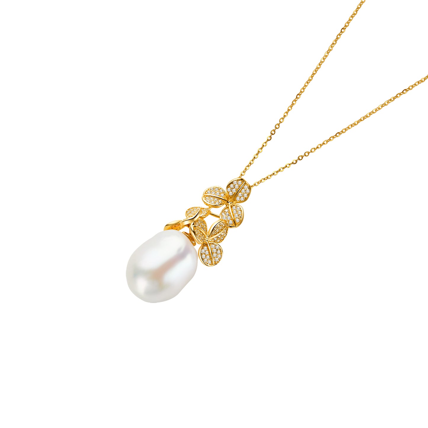 Gold Flower Gold Plated Sterling Silver with Gemstone Pendant