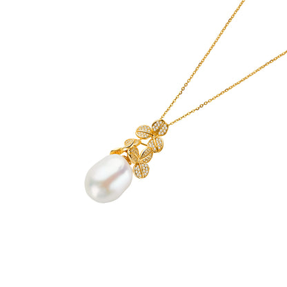 Gold Flower Gold Plated Sterling Silver with Gemstone Pendant