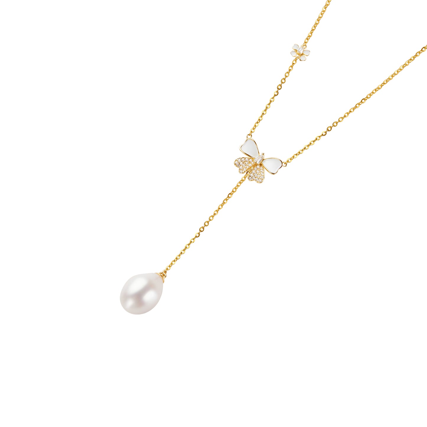 Gold Plated Sterling Silver with Gemstone Butterfly Necklace