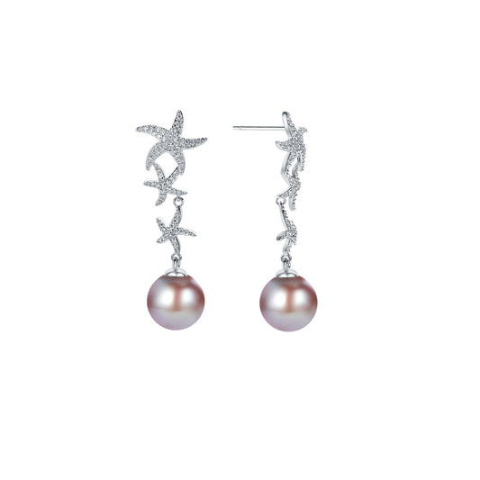 Sterling Silver with Gemstone Starfish Earrings