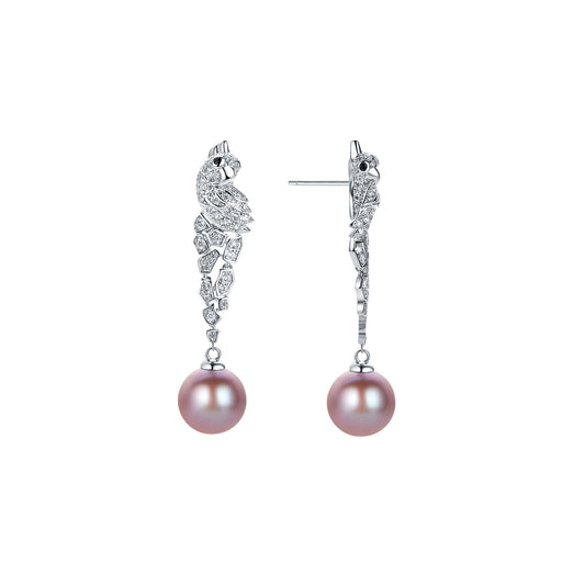 Sterling Silver with Gemstone Bird Earrings