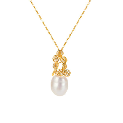 Gold Flower Gold Plated Sterling Silver with Gemstone Pendant