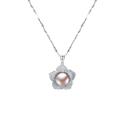 Camellia Sterling Silver with Gemstone Pendent
