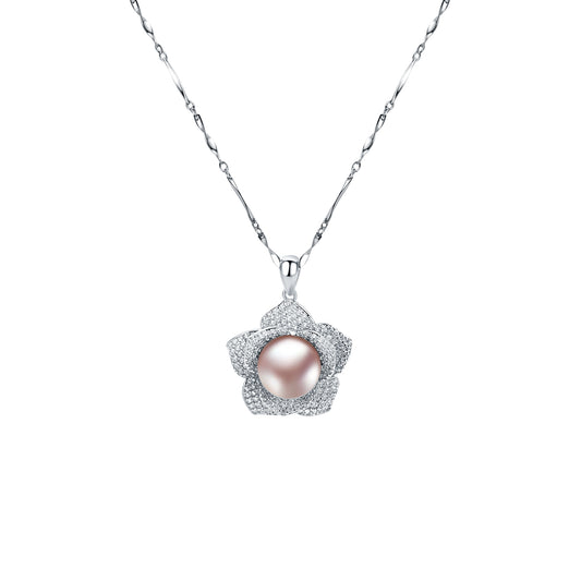 Camellia Sterling Silver with Gemstone Pendent