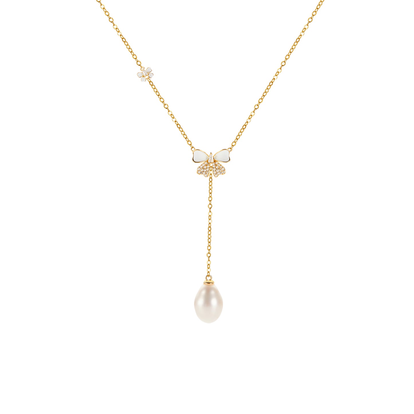 Gold Plated Sterling Silver with Gemstone Butterfly Necklace