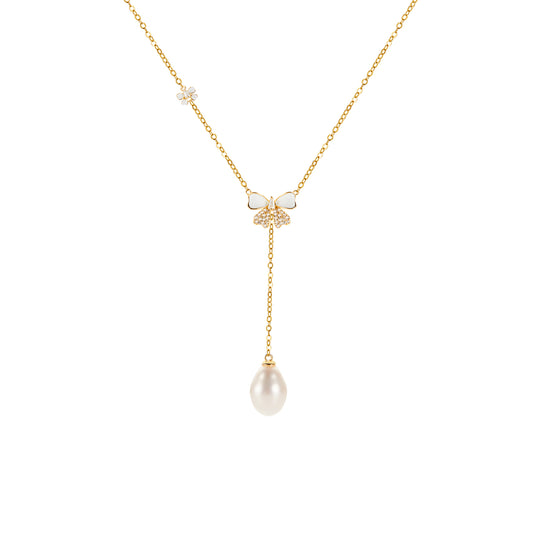 Gold Plated Sterling Silver with Gemstone Butterfly Necklace