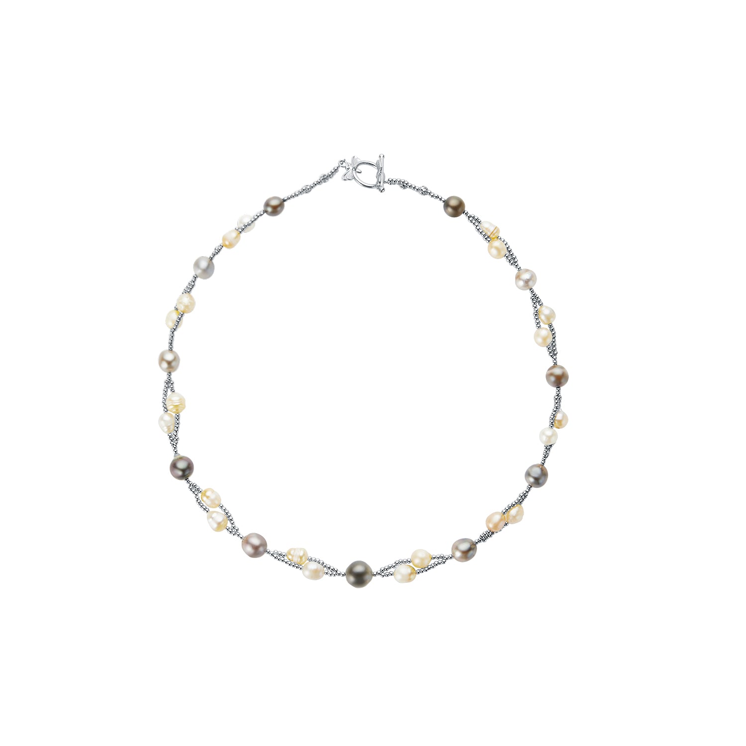 Necklace with pearls on a white background