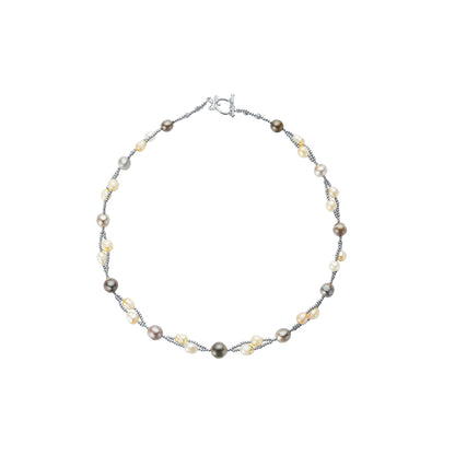 Necklace with pearls on a white background