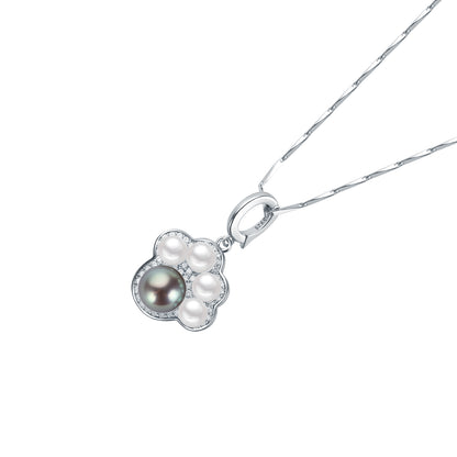 Pearl necklace with a silver clasp on a white background