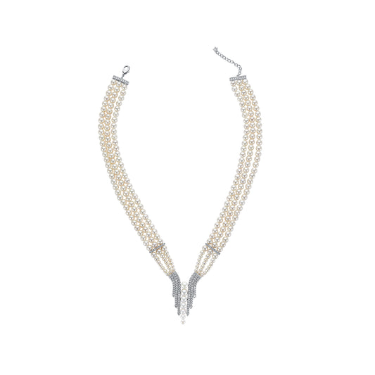 Wings 3-Strand Pearl Necklace with Sterling Silver and Gemstones on a white background
